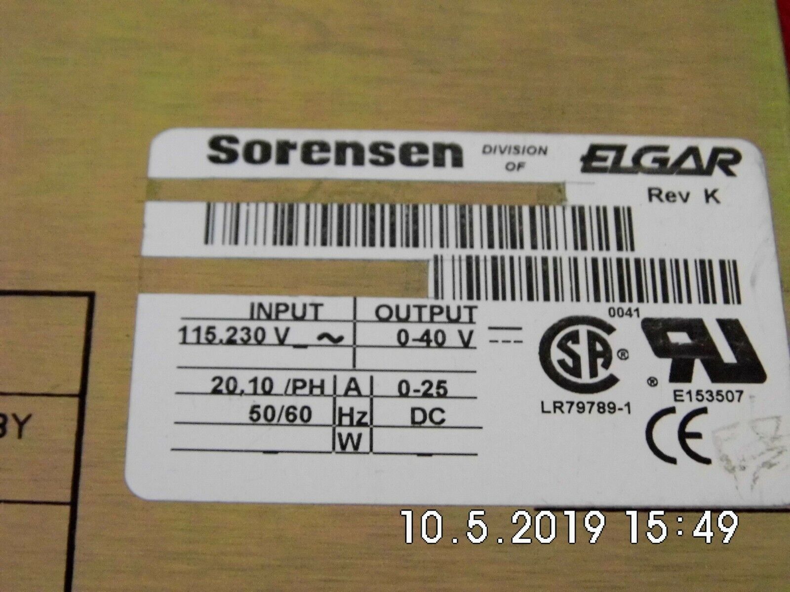 Sorensen DCS40-25E 0-40 V, 0-25 A, Power Supply Sorensen DCS40-25E 0-40 V, 0-25 A, Power Supply